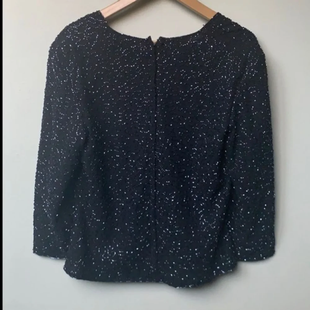 Dressbarn Collection Beaded Top Long sleeve Beautiful black - Picture 2 of 8